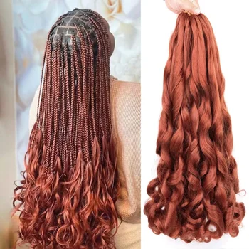 Френски къдрава коса, плетене на една кука Синтетични свободни къдрава коса, плетене спирала, Омбре, предварително опъната косата за жени