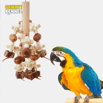 Голяма играчка за папагал, Разрывающая Натурални Дървени блокове, Играчка за дъвчене на птиците Хапят в клетка за папагал, Защита на околната среда, за папагал Играчка