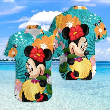 Хубава хавайска риза Disney с Мики и Доналд Даком за мъже и жени; тениска