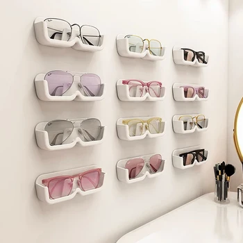 Просто практична кутия за съхранение на очила, монтиран на стената Перфорирани Рафтове-органайзер за слънчеви очила, Висококачествена Стъклена витрина