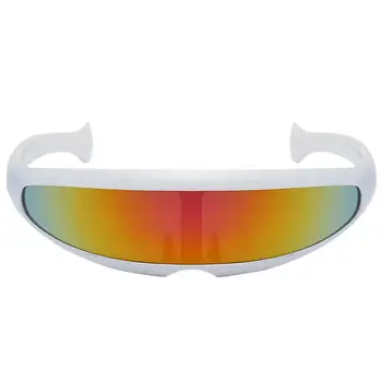 Огледални слънчеви очила с футуристичен тесни слънчеви очила Cyclops, футуристични очила с козирка и цветни огледални лещи