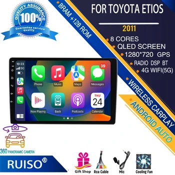 RUISO кола DVD плейър с докосване на екрана на Android за Toyota Etios 2011 + радиото в автомобила стереонавигационный монитор 4G GPS Wifi