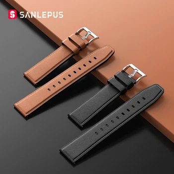 SANLEPUS Быстросменный универсална кожена каишка за часовник Sport Smart Watch Каишка за смарт часа Smartwatch Band (22 мм)