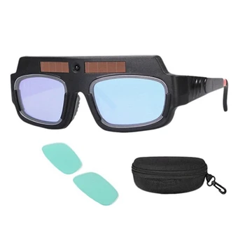 Заваряване маска с автоматично затъмняване на слънчеви батерии, каска, защитни очила за заварчици, Дуговые противоударные лещи за защита на очите
