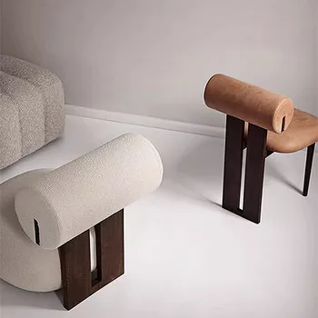 сладък пухкав вълнен евро-столче за грим, чист червен прост хоп, Скандинавски Пуфовое стол за тоалетка маса, Хол, Бели силласы 
минимализъм мебели