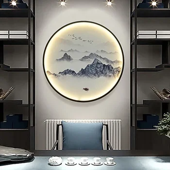 Новият стенен лампа в китайски стил Дзен Околовръстен Хол, Спалня Лампи за дома Фоново декорация на стени Led светлини