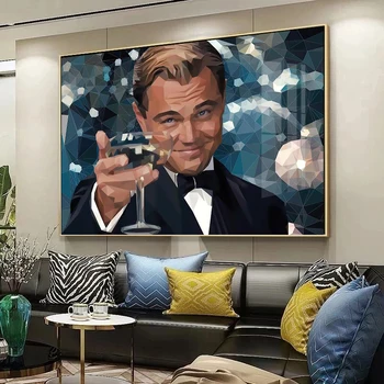 Абстрактно Изкуство Gatsby Наздраве Леонардо Ди Каприо Вдъхновяващо Произведение На Изкуството Върху Платно Декор На Домашен Офис Висококачествена Картина Върху Платно Cuadros