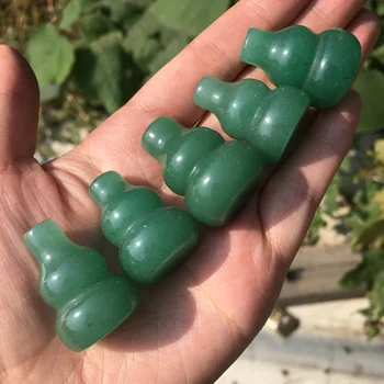 Издълбани тикви от естествен зелен авантюрина, тиква, зелен кристален камък за украса