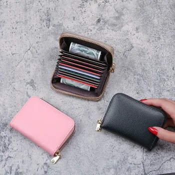 Нов модерен чист червен тенденция, Ретро Плътен цвят, лесна чанта за картички със зърна Личи, женствена чанта за сертификати