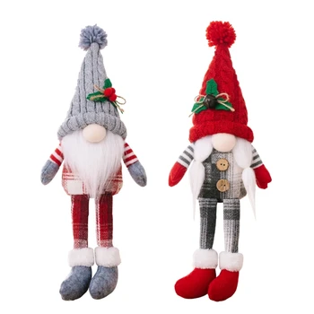 Crochet Коледни Джуджета Безлични Кукли Коледна Украса Джуджетата на висящи крака G5AB