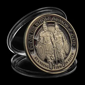 Сувенири и подаръци Възпоменателна Монета Украса за дома Християнска Монета, Нанесенная на Бронята на Бог, Монети с бронзов покритие