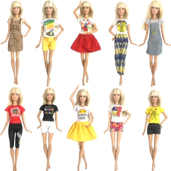 NK Official 10 бр. Модни и ежедневни облекла, ежедневни облекла, жилетка, риза, пола, панталон, рокля, аксесоари за куклата къща, облекло за кукли Барби