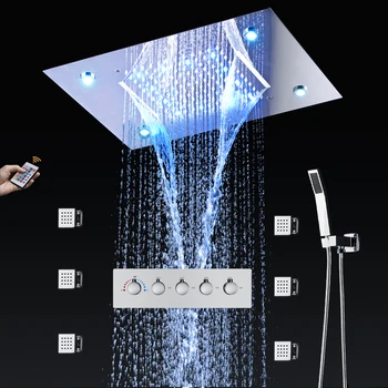 Смарт Led Смесители За Душ В Банята С Водопадным Масаж И Дъждовна Термостатични Смесителна Система 2 