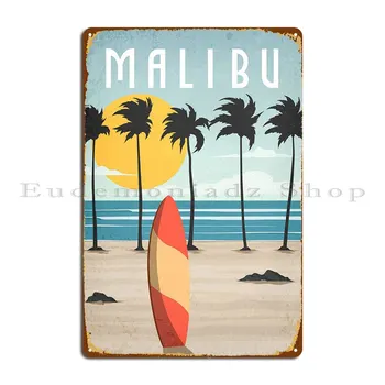 Surf Malibu Метални Табели Плакат Класически Ретро Индивидуален Стенен Кухненски Тенекиен Знак На Плакат
