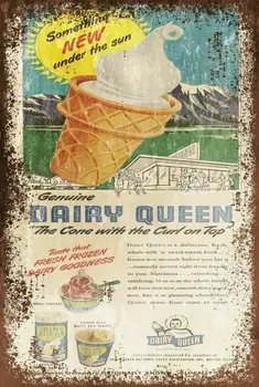 Метална лидице знак във формата на рожка за сладолед Queen Garage Bar Restaurant Club Decor