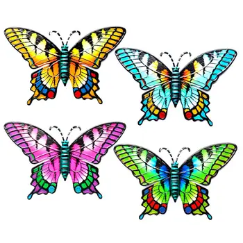 4шт Висящи 3D пеперуди, стенни скулптура, Многофункционално Цветно изкуство, Вдъхновяващ Декор на стените за декорация на градината и двора