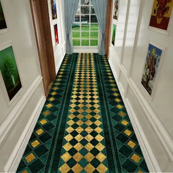Модерен зелен килим за коридор, антре, скандинавски стълбище, килим за кухнята, Хотелска сватбена пътека за преминаване, противоскользящий подложка за партита