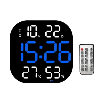Големи led дигитални стенни часовници С дистанционно управление Температура, дата, седмица, дисплей с регулируема яркост, десктоп аларми