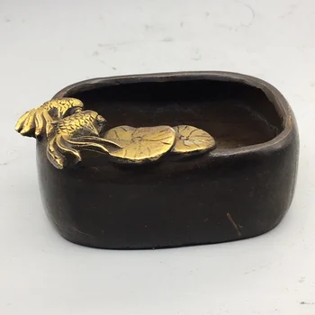 Изкуството на Антики с Колекционерска стойност Декоративни Занаяти Висококачествен Китайски съд за Златни Рибки от Позлатен Бронз