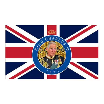 Нов флаг на крал Карл III 5x3 фута Нов кралския флаг Да Живее Кралят Магазин флаг Чарлз Външна табела Къща Банер Двор Поляна
