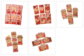 6шт Коледни Подаръци Китайската Нова Година RedPacket Традиционната Китайска Късмет Паричен Джоба на Пролетния Фестивал Хунбао 594C