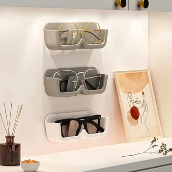 Стенен кутия за съхранение на очила, Неперфорированный рафтове за съхранение на слънчеви очила, благородна витрина за слънчеви очила, украса за почистване на дома