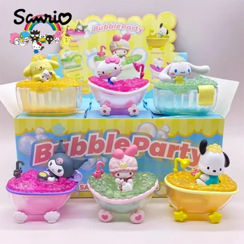 Sanrio Bath Series Blind Box, Украса Kuromi Kawaii, Пяна за вана, Кутия с изненада, Скъпа кукла, за Декорация за вашия десктоп на автомобила, Тайнственият играчка модел