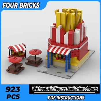 Moc Building Bricks Street View Модел щанд За Пържени Картофи Технология Модулни Блокове Подаръци Играчки За Децата си САМ 