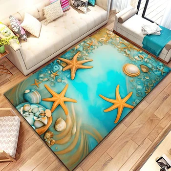 3D Морска Звезда На Плажа С Водни Пейзажи, килимче за Хола, Украса на мека мебел за Спални, Детски Нескользящий Подложка За Пода
