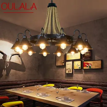 Класически Полилей OULALA Ретро Дизайн на осветителни Тела Лофта Led творчески промишлен Окачен лампа на въже за дома, спални, хотела