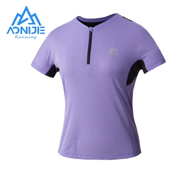 Дамски бързосъхнеща тениска AONIJIE за джогинг джоб с къс ръкав, женски малки дишащи спортни потници за бягане във фитнеса