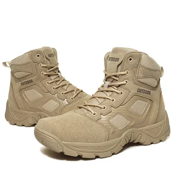 Летни тактически обувки, мъжки военни обувки 2024, мъжки износоустойчиви армейските обувки на щиколотку голям размер, за мъже със страничен цип, Нови постъпления