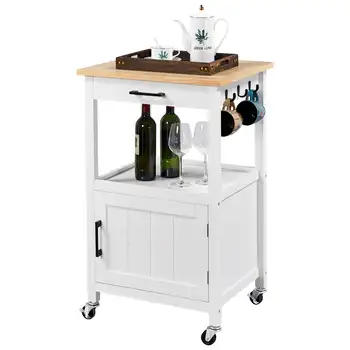 Здрава, стабилна и устойчива кухненска количка на колела за трапезарии Кухни в бял цвят