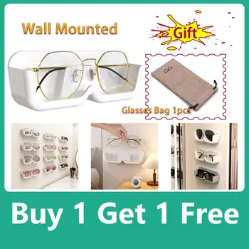 Кутия за съхранение на очила, монтиран на стената перфорирани рафтове-органайзер за слънчеви очила, висококачествена стъклена витрина