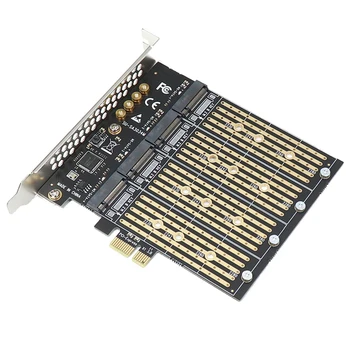 1 БР. Адаптер, Pcie до NVME PCI-E M. 2 Такса за разширяване на Странично B Key M2 M. 2 4-портов SSD устройство NGFF SATA