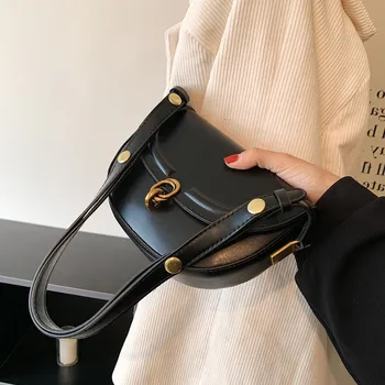 Модерен трактор преглед малки чанти през рамото си под мишниците на жените 2023 Тенденция дизайнерски полукръгла чанта през рамо от изкуствена кожа, дамски чанти през рамо