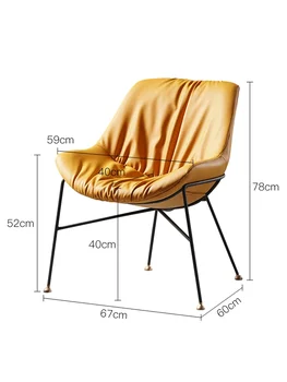 Модерен и Луксозен кът за стол с облегалка, Лесен Домакински стол за преговори в хола, Кожен стол Nordic Coffee Shop