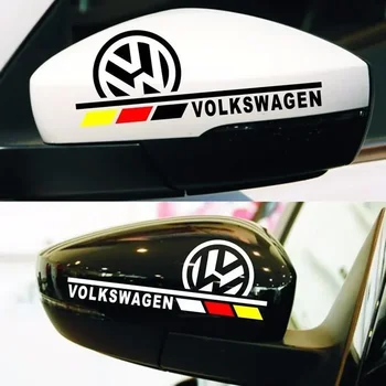 2 елемента Огледалото за Обратно виждане на Автомобила Светлоотразителни Стикери Водоустойчив Стикер За Volkswagen Golf 4 5 6 7 8 Passat Tiguan, Jetta Satana MK5 MK6