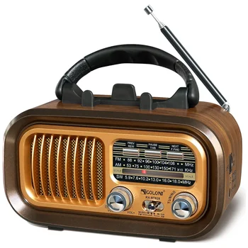 Начало Ретро FM / AM / SW Радио, полнодиапазонное преносимо радио На открито, Безжични високоговорители Bluetooth, MP3 плейър, поддържа възпроизвеждане от USB / TF карта
