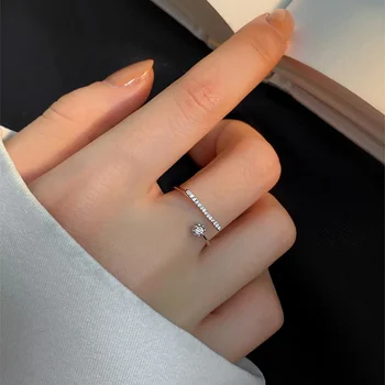 Нов пръстен с геометричен диамантен пръстен от сребро 925 проба, Модерно индивидуално пръстен върху показалеца си, подарък за дамски партита
