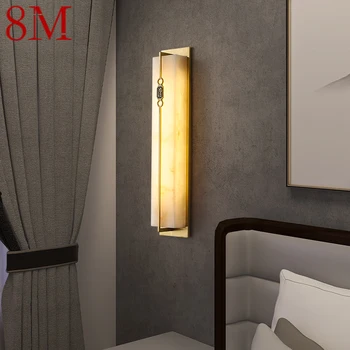 8-метров месинг, с монтиран на стената лампа, LED, модерни и луксозни мраморни стенни лампи, декорация за дома, спалня, всекидневна, коридор