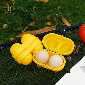 Потребителска кутия за съхранение на яйца, Кутия за яйца Къмпинг Контейнер за яйца с Кухненски Органайзер Жълто с 2 отделения Пътни Принадлежности