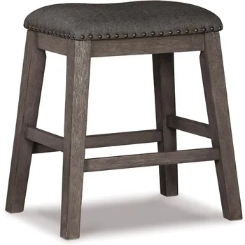 Корпоративна дизайн Ашли Caitbrook, бар стол с мека тапицерия в селски стил височина 24,4 инча, 2 броя-ва, сив