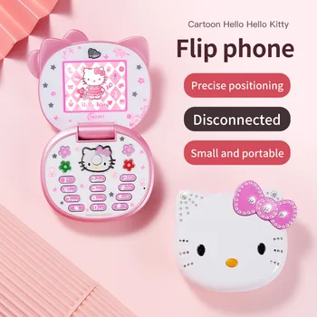 2023 Нов K688 Hello Kitty Флип Телефон Sanrio Сладък Cartoony Детски Taiml Mini С Две Сим-карти За Момичета Kawaii Подарък За Рожден Ден