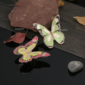Цвят Флуоресцентно Цинк сплав Пеперуда Ретро Антични Художествена дръжка В Китайски стил Селска Европейска рамка за захващане дръжка