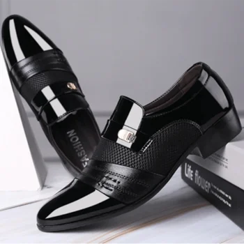 Бившата Мъжки Обувки; Черни Кожени Обувки за Мъже Клас Лукс; Големи Размери; Вечерни Офис Бизнес Ежедневни Обувки; Лоферы; Zapatos De Vestir Hombre