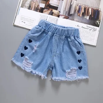 2024 Летни Детски къси панталони от Деним, мода за момичета Къси дънки Принцеса Детски панталон Дрехи с цветен модел