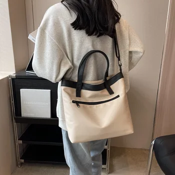 Японската холщовая чанта с голям капацитет найлонова чанта през рамо ръчно переноска чанти-тоут крайградски студентите наклонена чанта през рамо осъществяване c