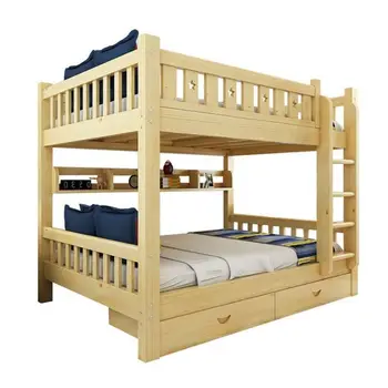 Многофункционална Двуетажна Модерна двуетажно дървено легло с чекмедже