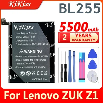 Батерия KiKiss BL255 BL 255 с капацитет 5500 mah батерии за мобилни телефони на Lenovo ZUK Z1 BL-255 + Подарък Инструменти